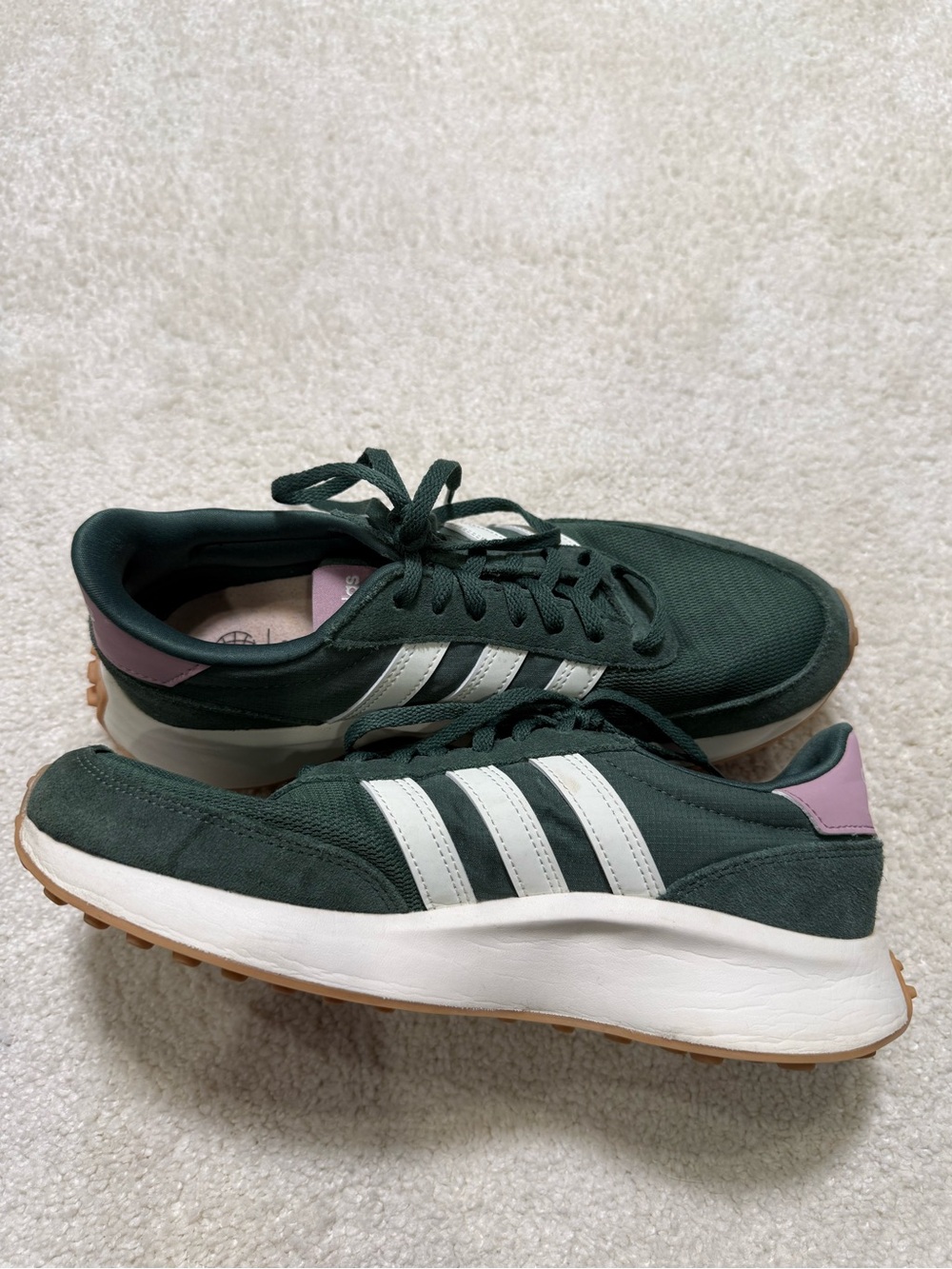 Adidas Neo Run 70s Dark Green White Pink Lace Up Casual Sneakers Size 8 - Picture 3 of 9